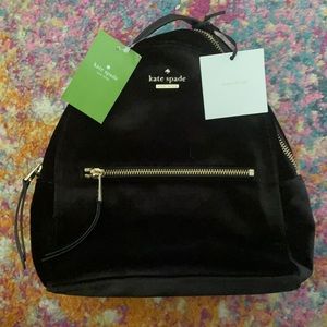 Classic black velvet Kate Spade mini backpack